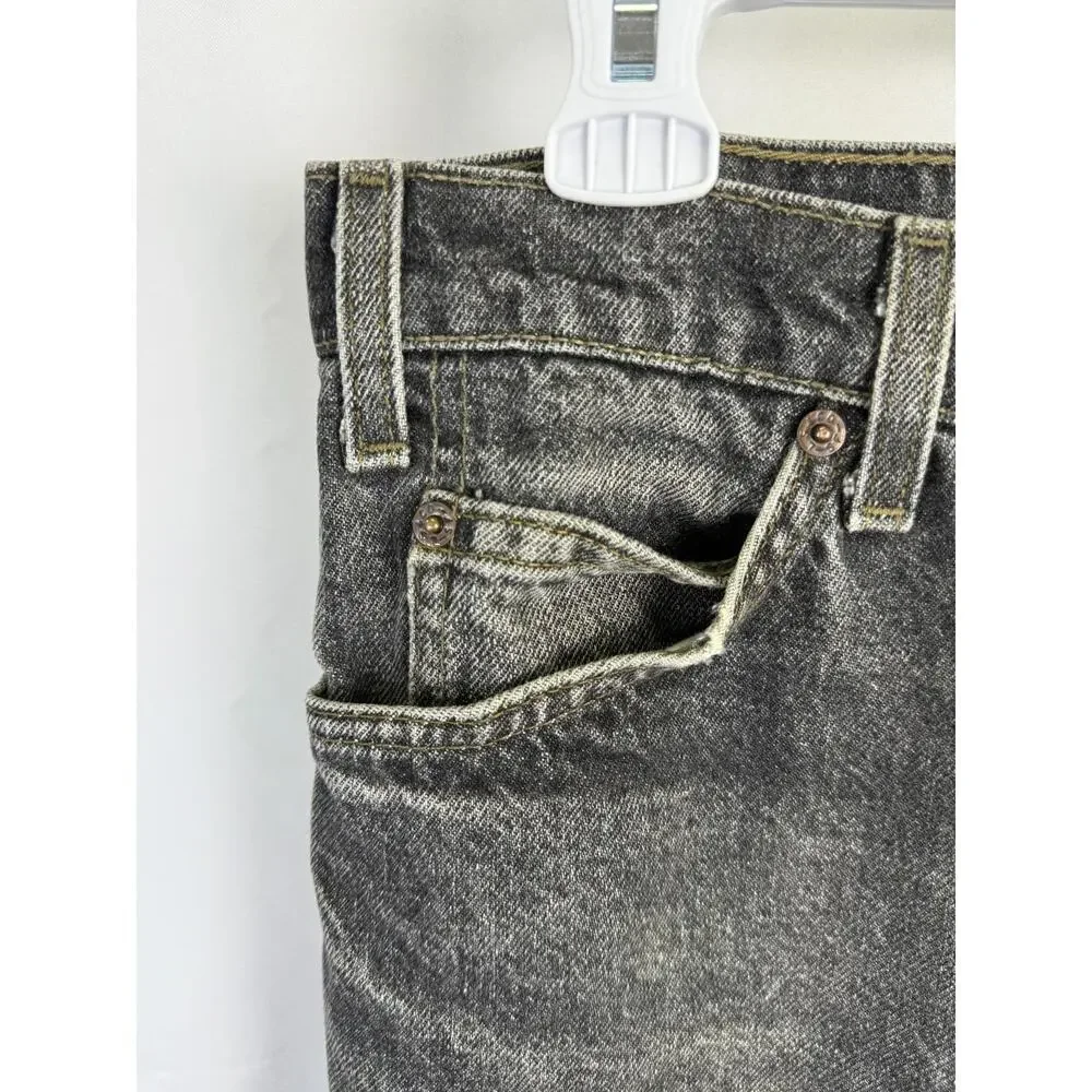 Vintage Orange Tab Black Faded 100% Cotton Denim Jeans 90's 35x31